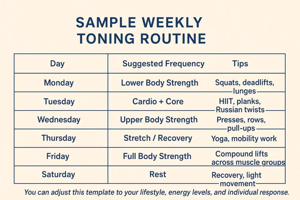 Achieving the Perfect Tone: How Often Should You Exercise for Results? 4 Weekly exercise Brighton plan graphic