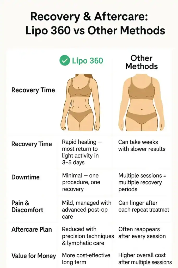 Recovery and Aftercare for Fat-Dissolving Surgery 2 Table to show fat dissolving injection aftercare Brighton